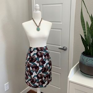 Floral pencil skirt with athletic details